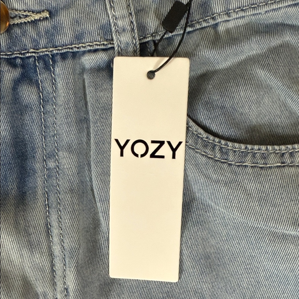 Yozy Blue Star Patch Women High Waist Wide Leg Jeans SKU1411 - Picture 2 of 16